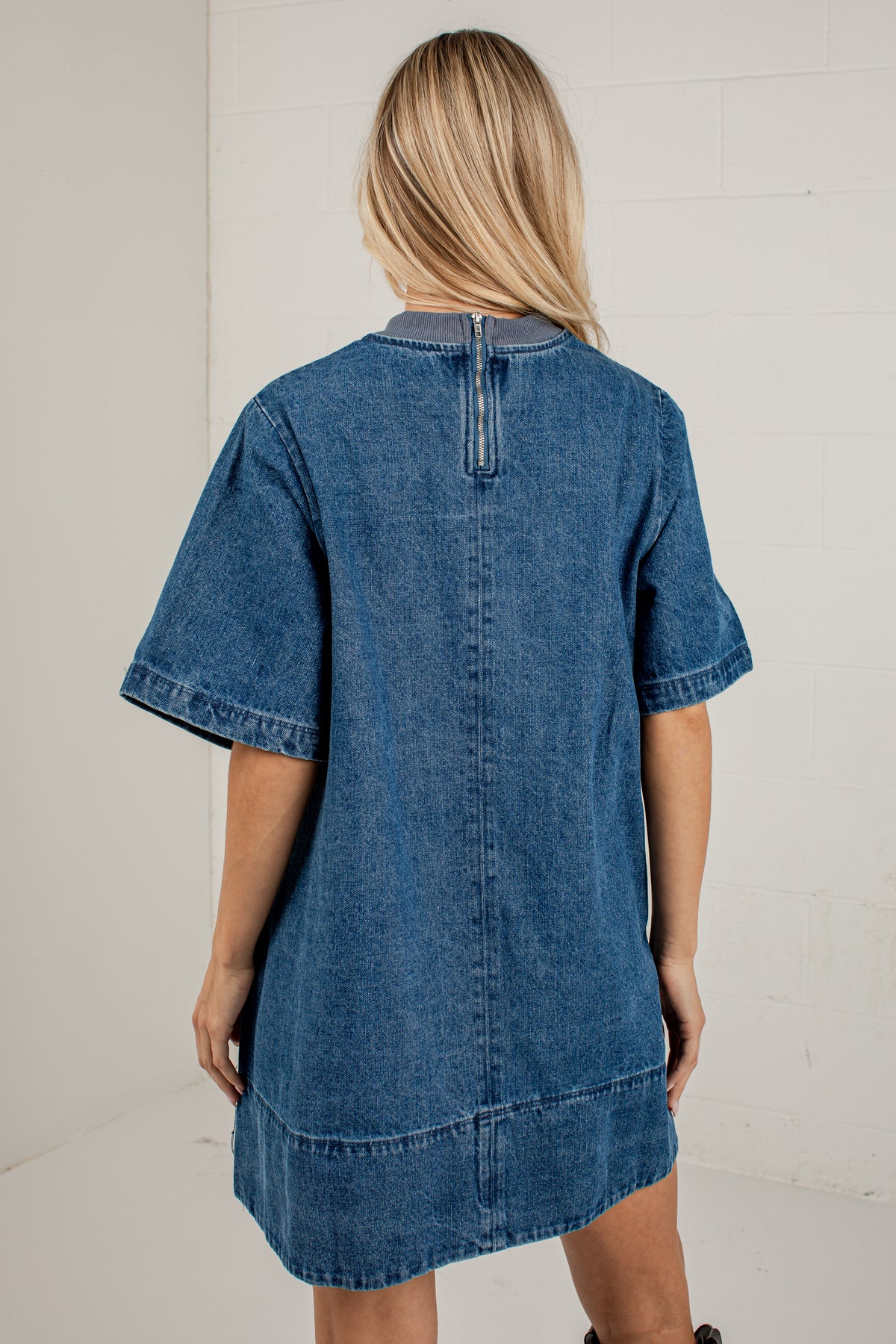 End Zone Energy Football Denim Mini Dress
