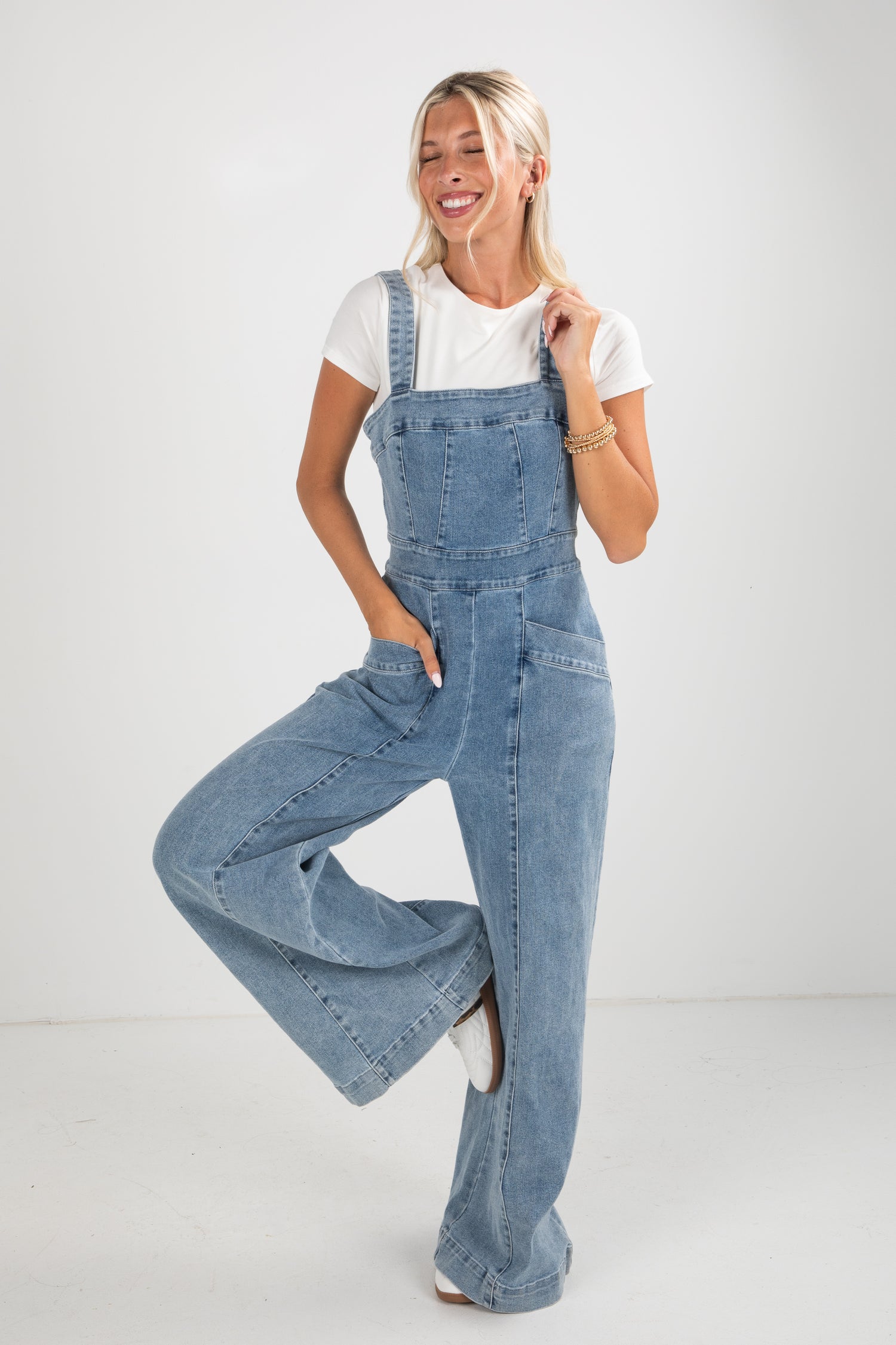 Trendy Denim Jumpsuit Women's Denim Overalls Dress Up