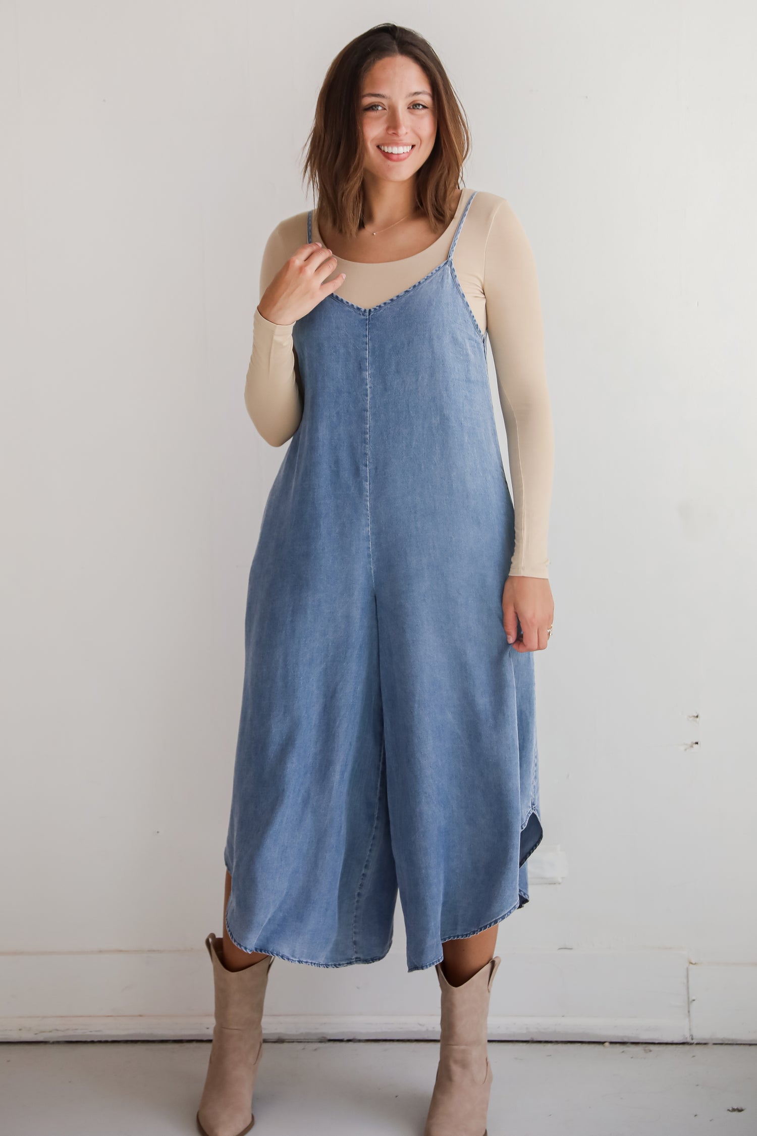 Seasoned Chicness Denim Wide Leg Jumpsuit