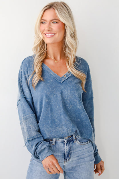 Amazing Memories Denim Knit Top