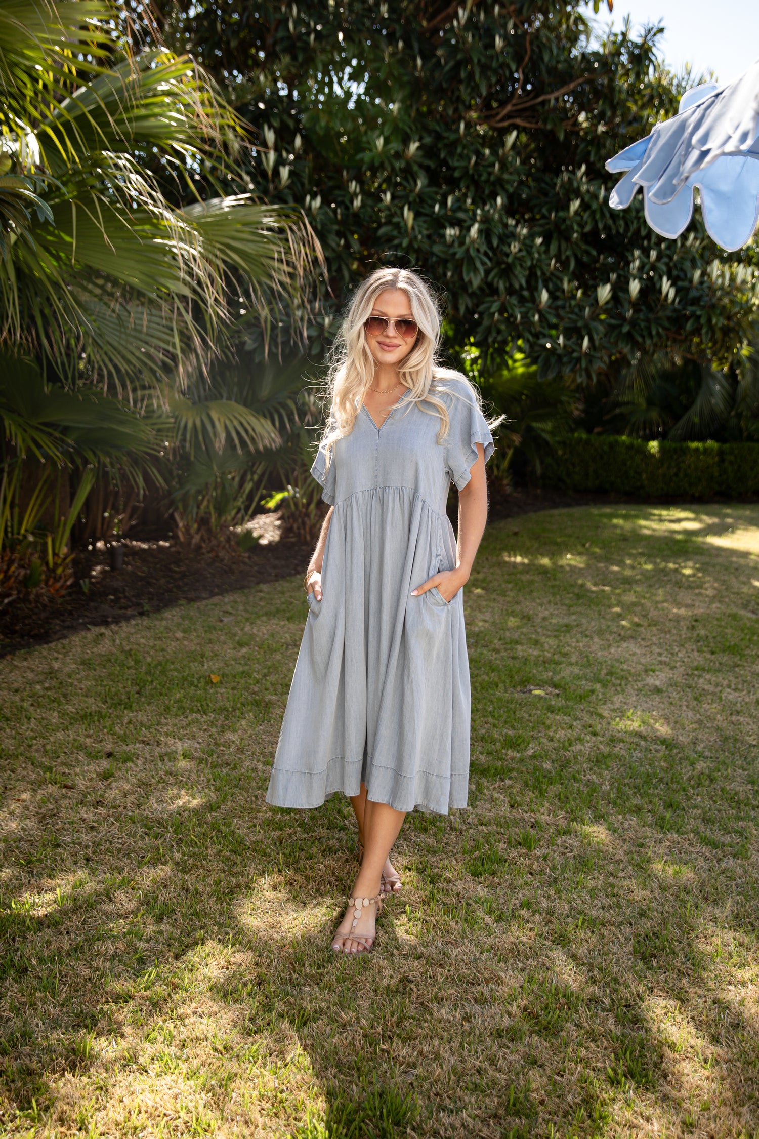 day midi dress Stay For The Day Denim Midi Dress