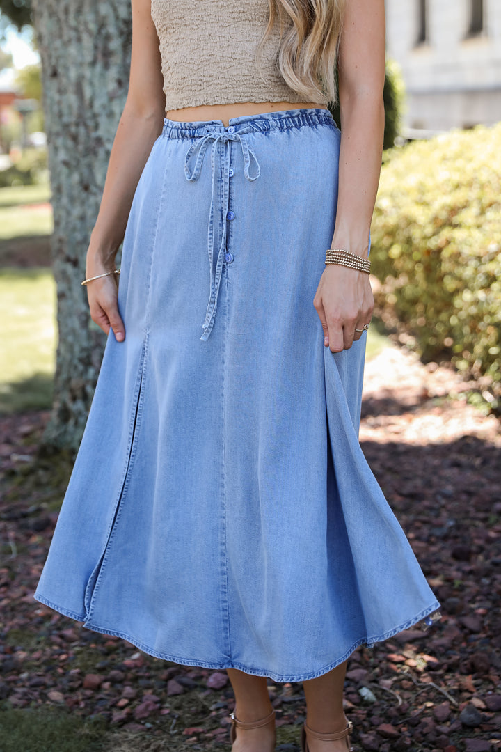 Distinct Style Denim Midi Skirt