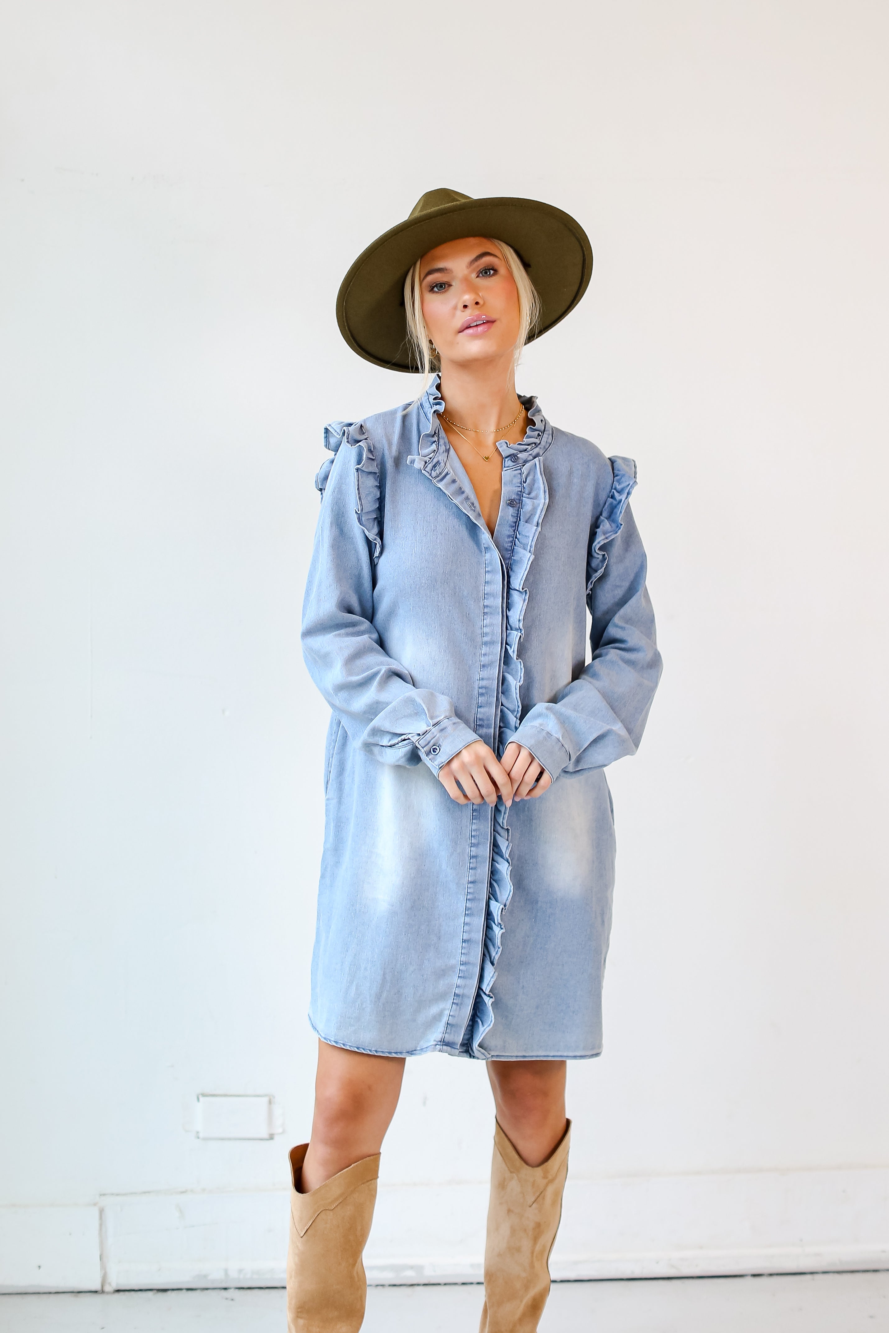 long sleeve denim dress