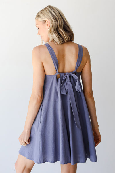 blue Mini Dress back view