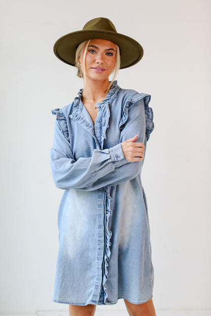 Denim Mini Dress front view