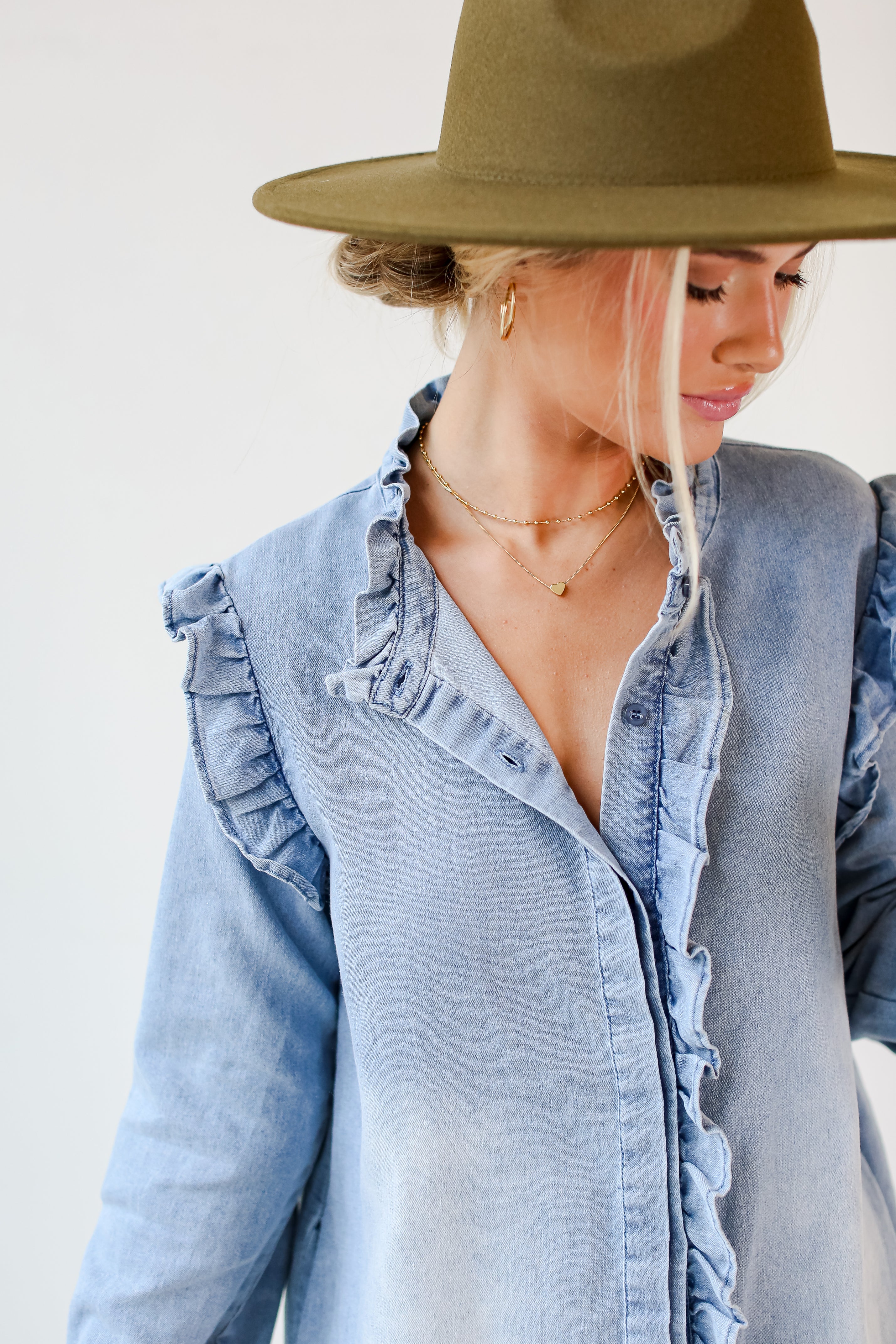 denim dress close up