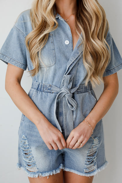 cute Distressed Denim Romper