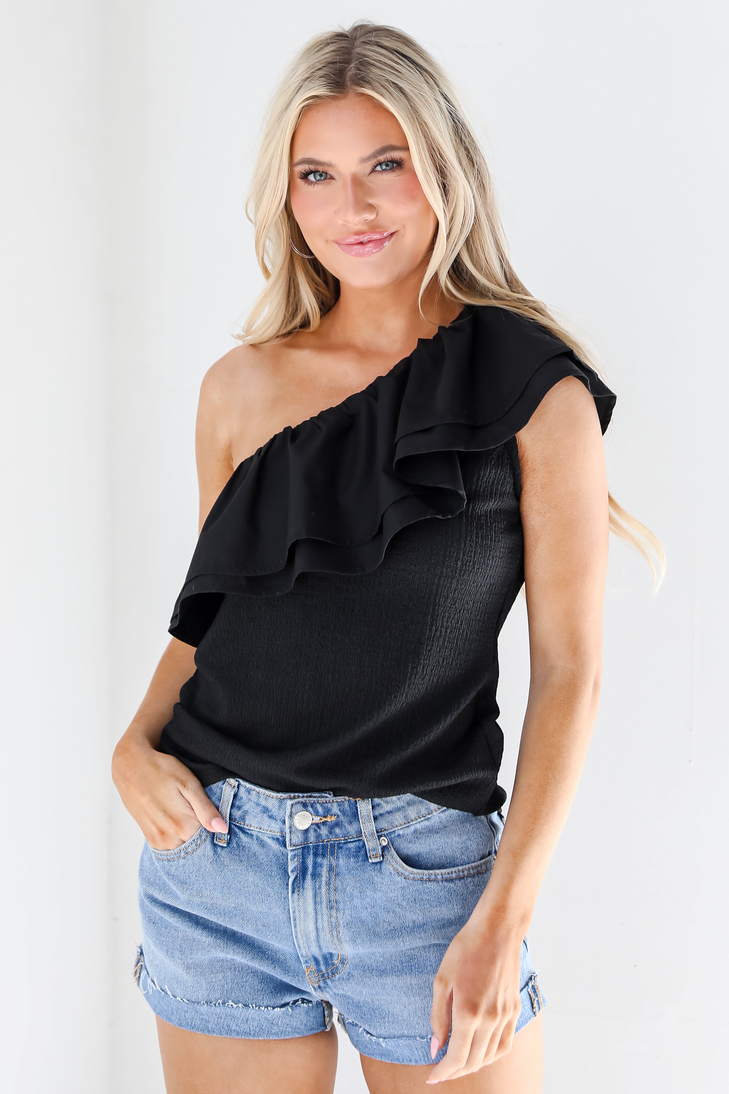 Denim Shorts on model