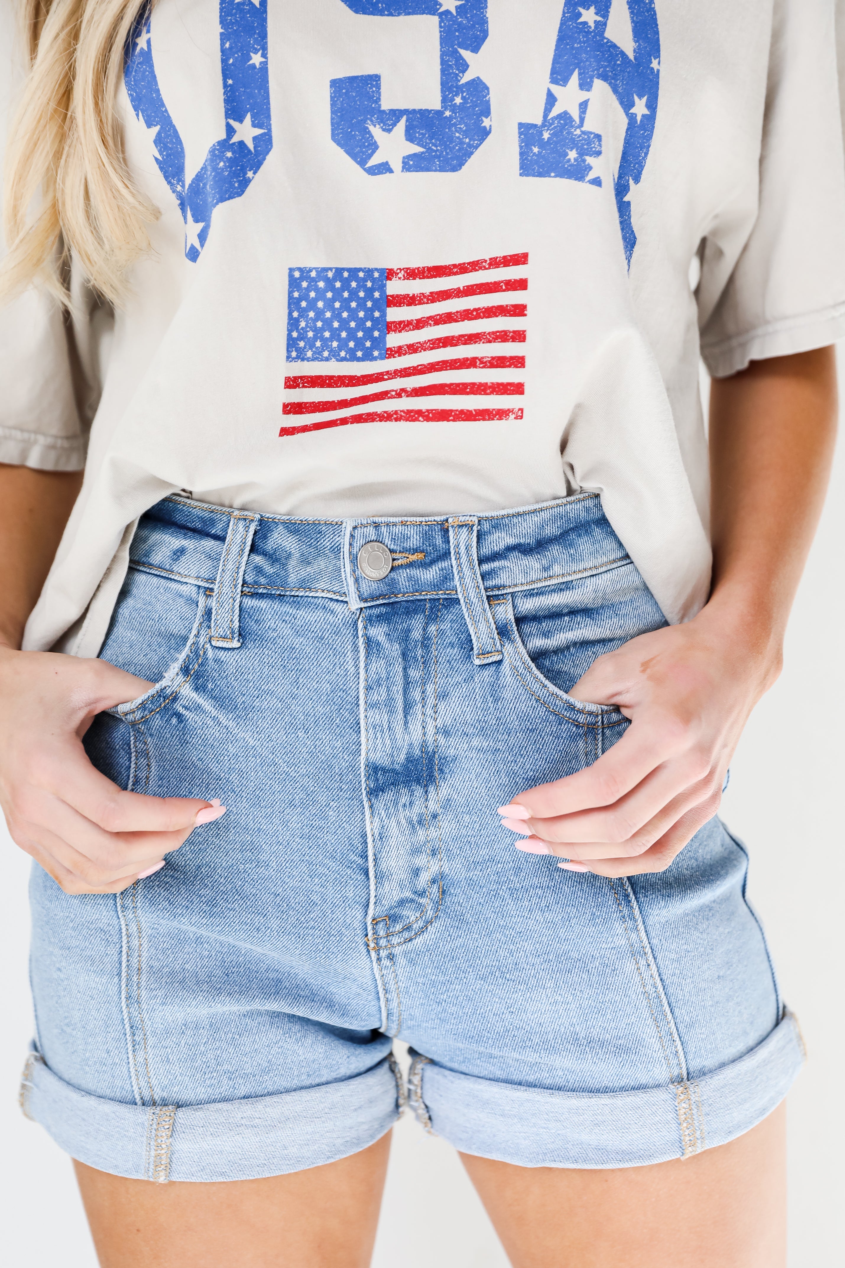 light wash Denim Shorts