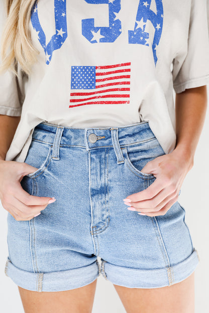 light wash Denim Shorts