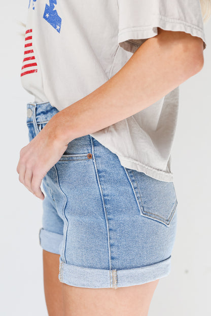 light wash Denim Shorts side view