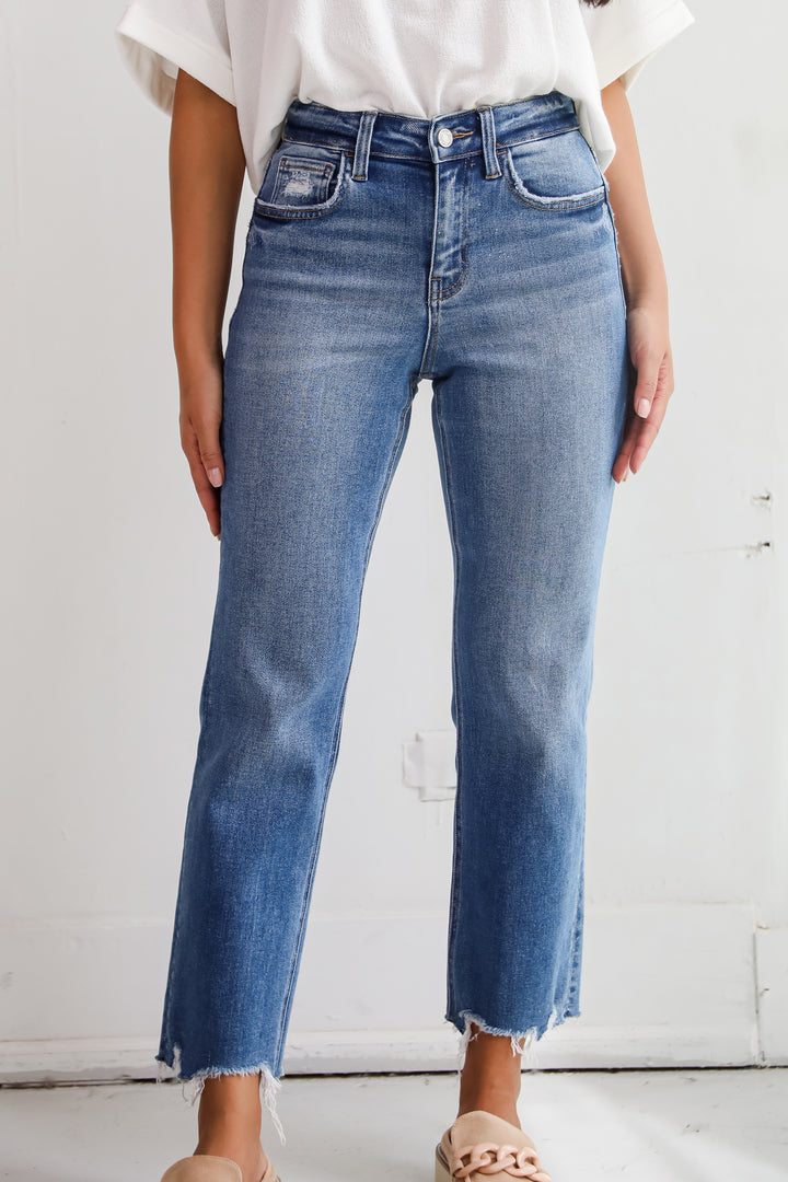 Victoria Medium Wash High-Rise Stretch Straight Jeans