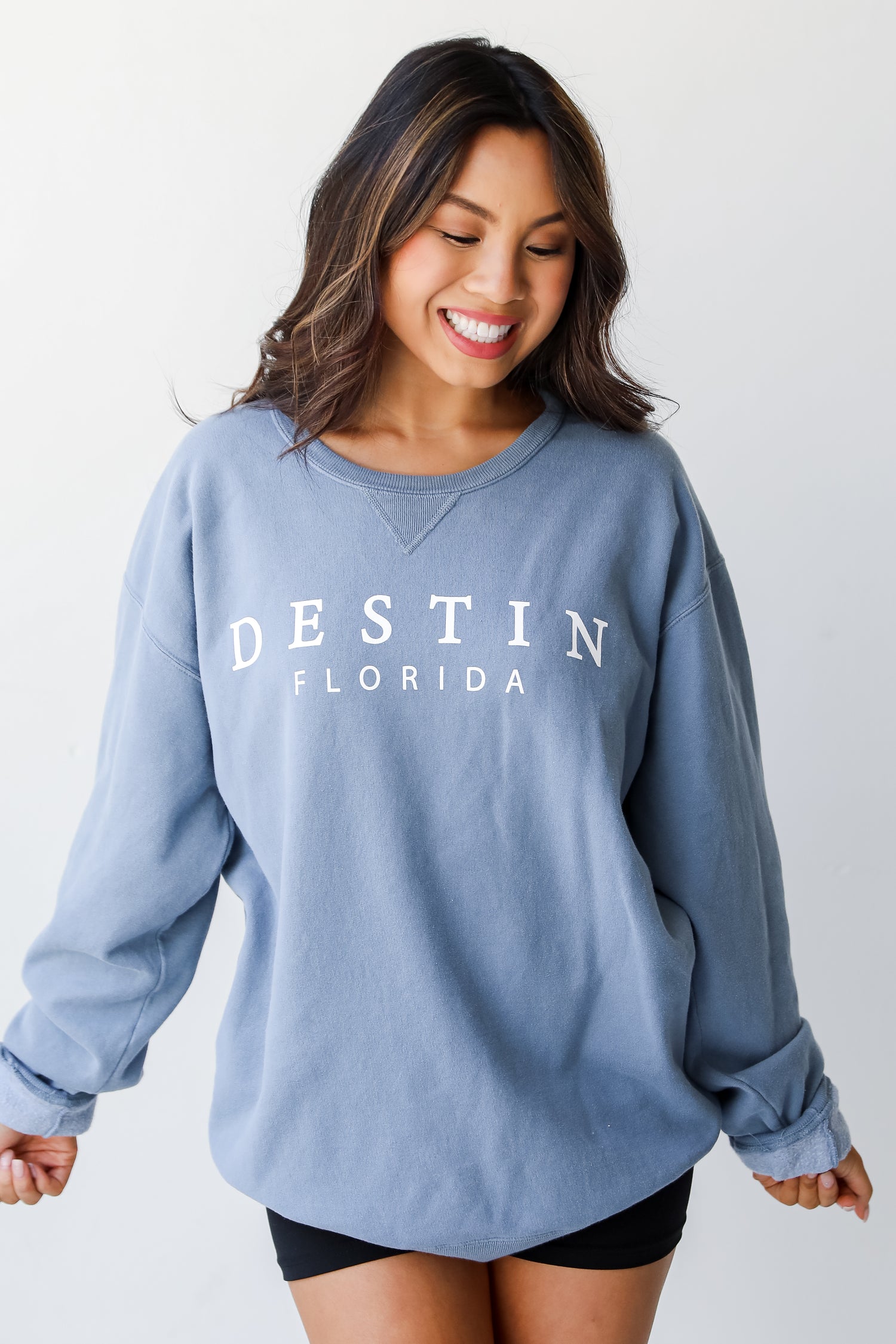 Blue Destin Florida Pullover front view