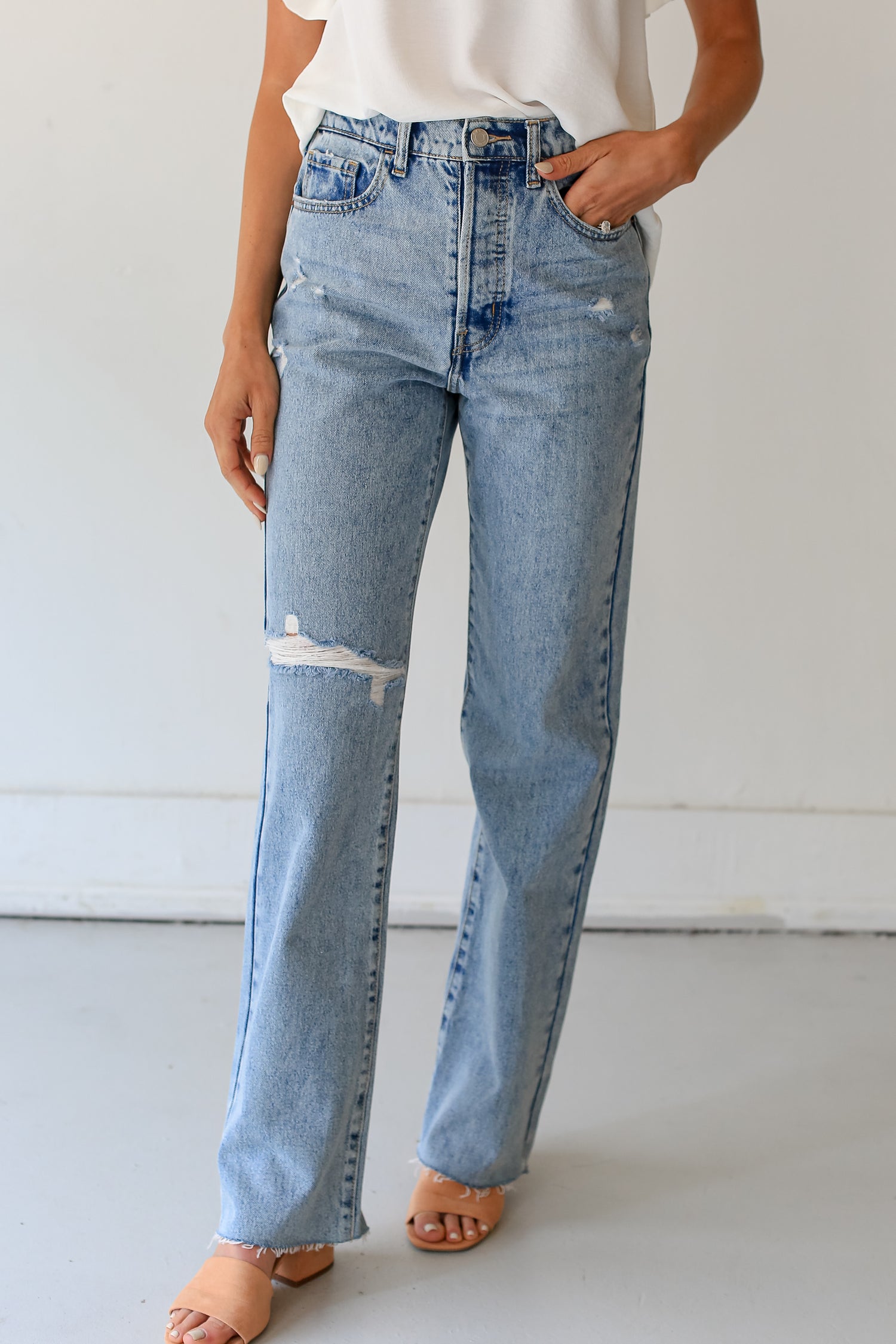 Distressed Dad Jeans close up