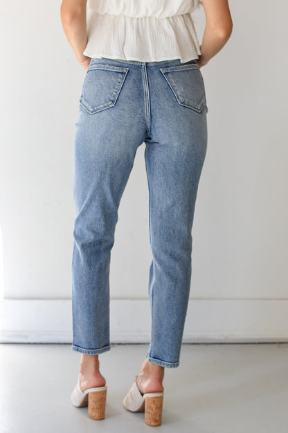 Distressed Mom Leg Jeans back view