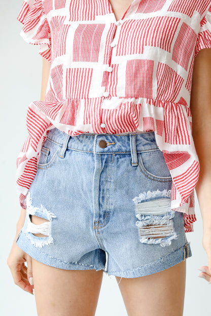 Distressed Denim Shorts