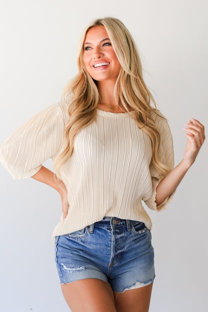 Distressed Denim Shorts on model