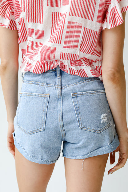 Distressed Denim Shorts back view