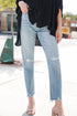 medium wash Distressed Mom Jeans