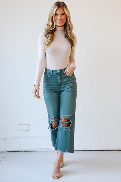 high rise Sage Distressed Flare Jeans