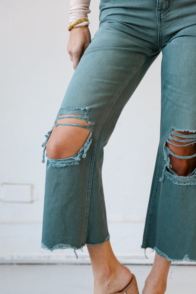 high waisted Sage Distressed Flare Jeans