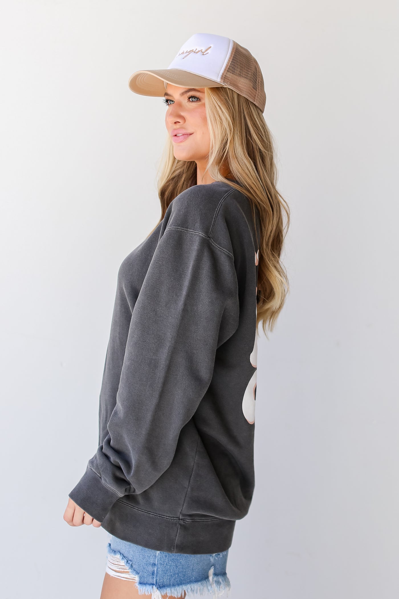 Charcoal The Dog Mom Club Pullover side view