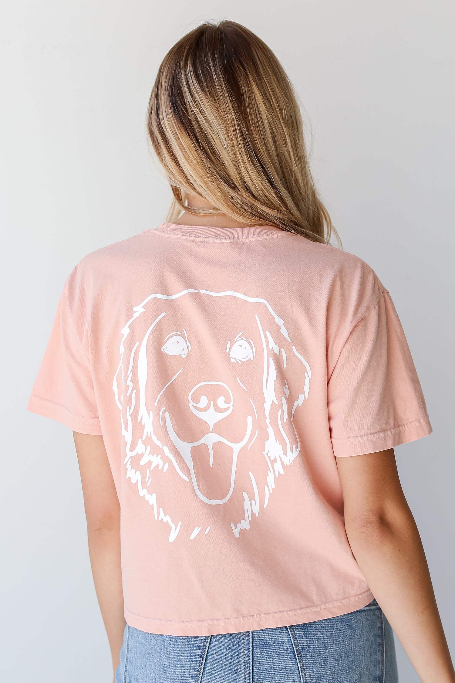 cute Peach The Dog Mom Club Tee back view