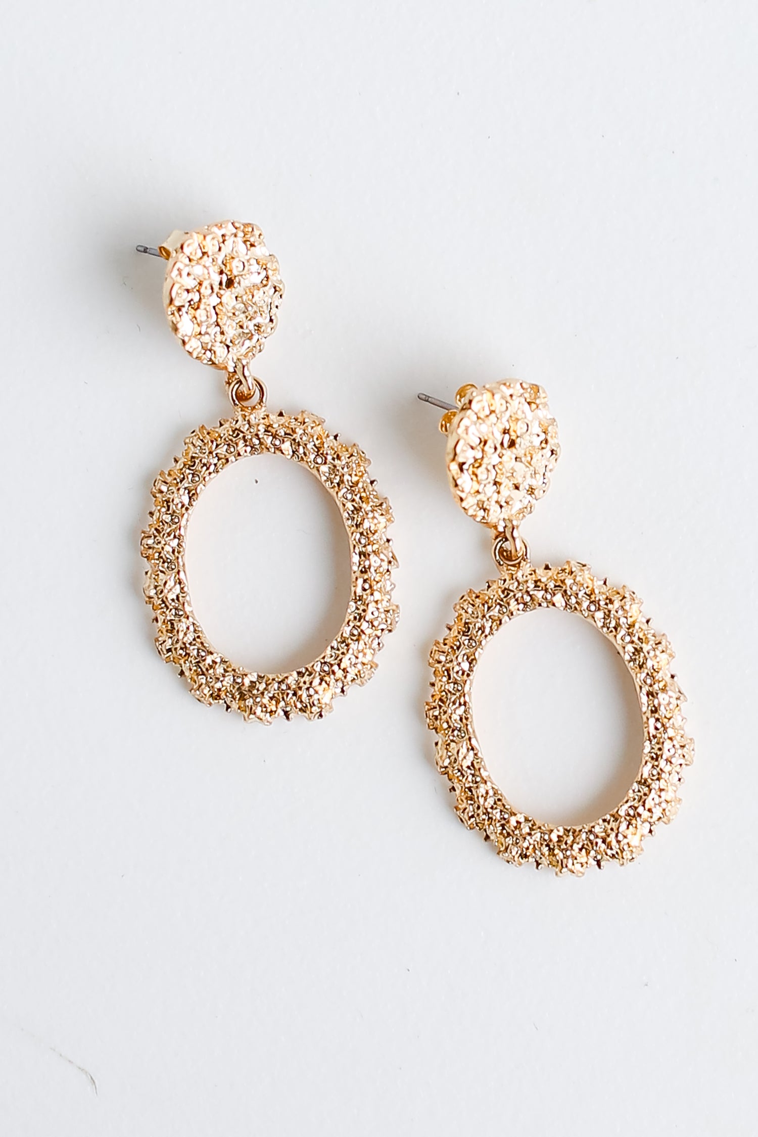 Gold Textured Drop Earrings