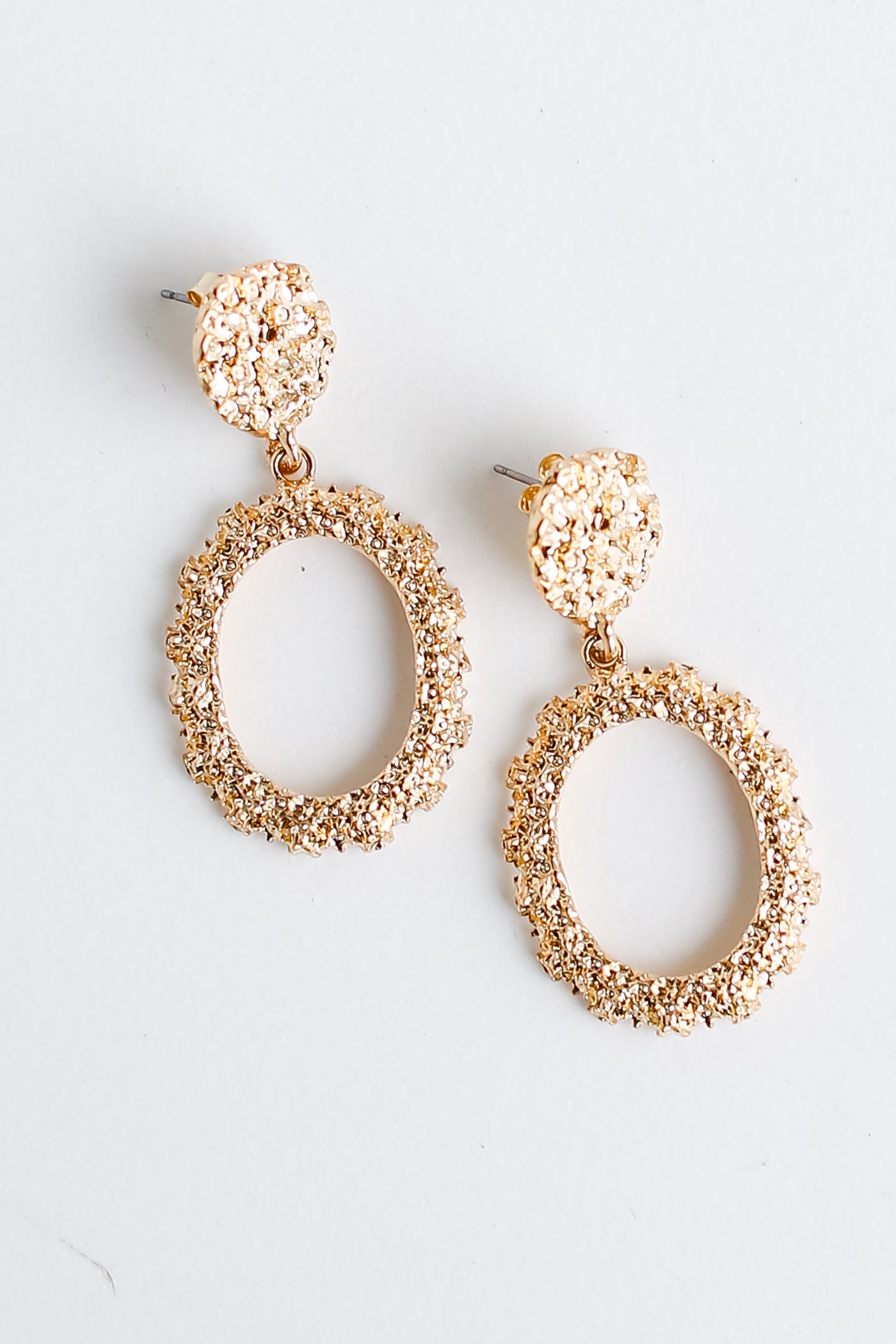 Gold Textured Drop Earrings