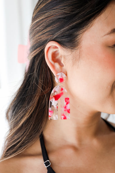 pink Acrylic Statement Earrings