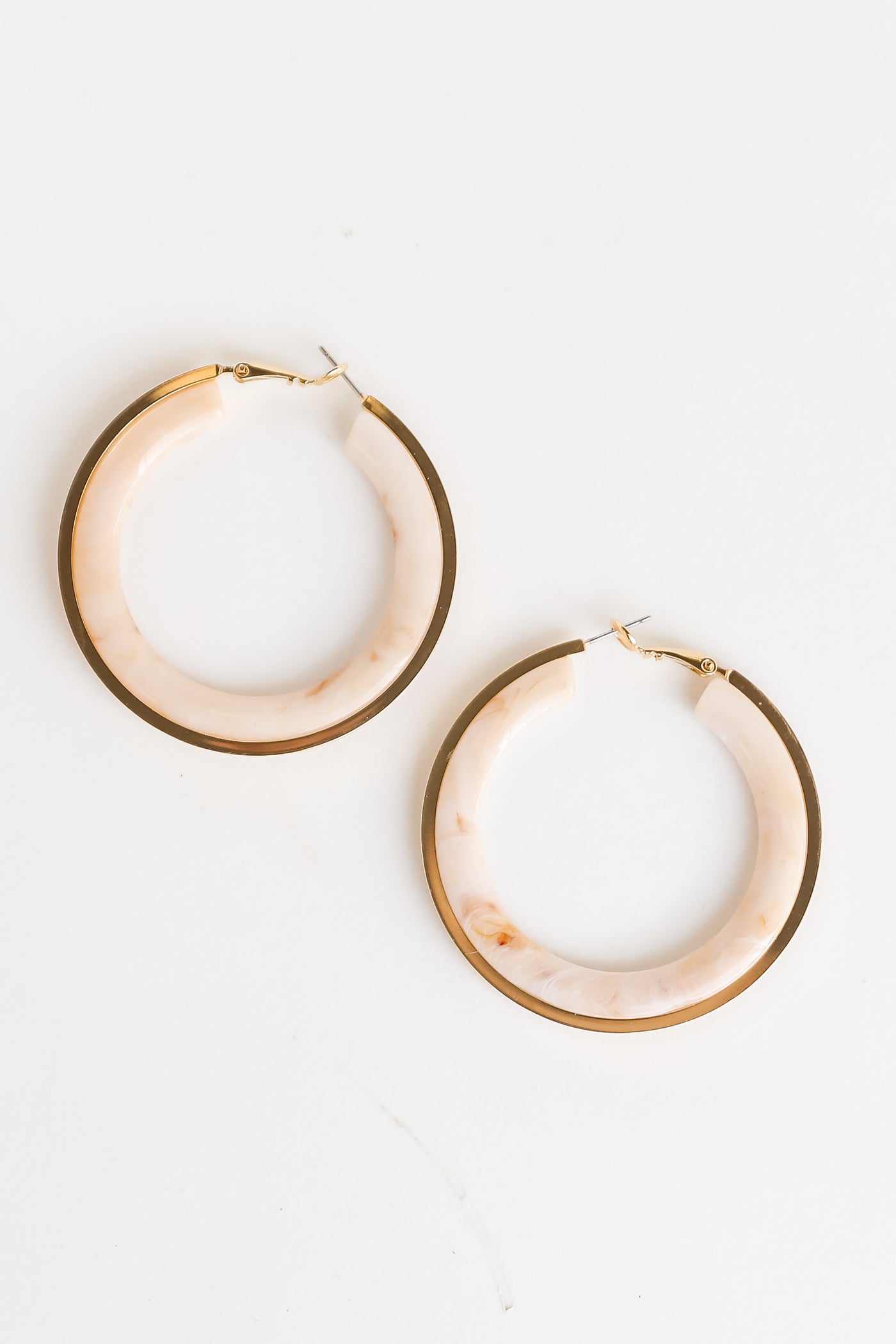 Gold Acrylic Hoop Earrings close up