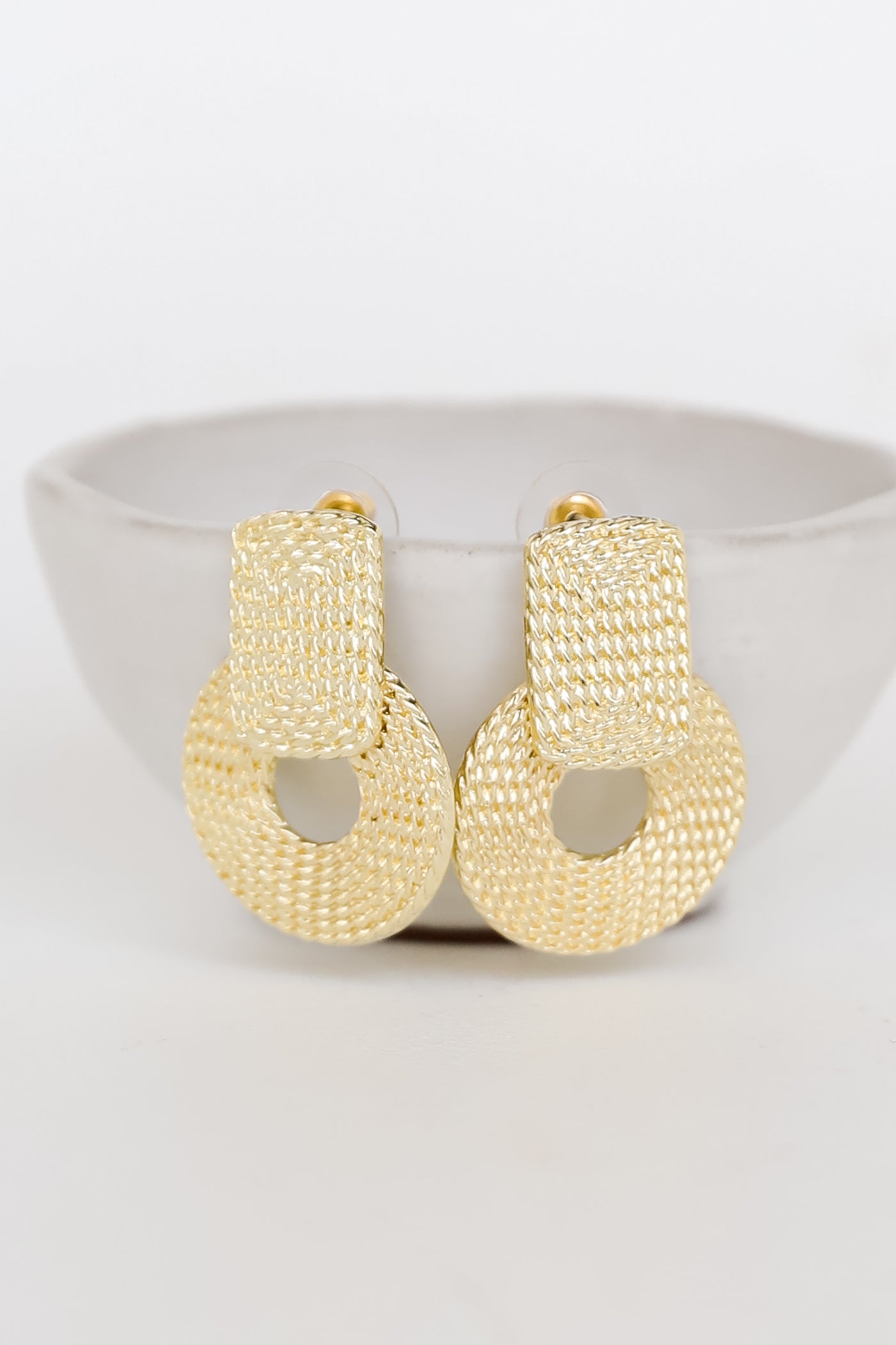 gold Statement Earrings close up
