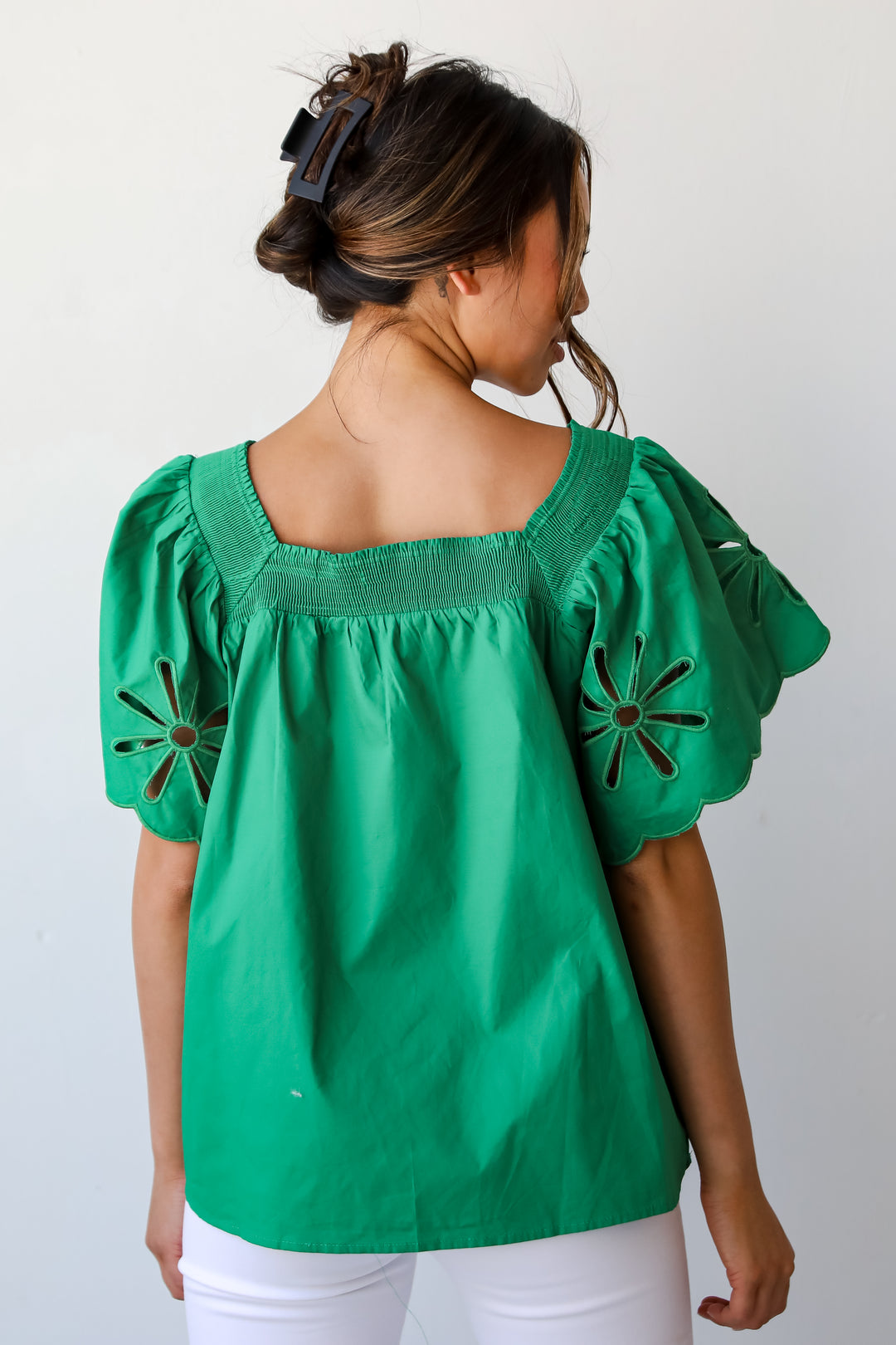 kelly green Eyelet Blouse