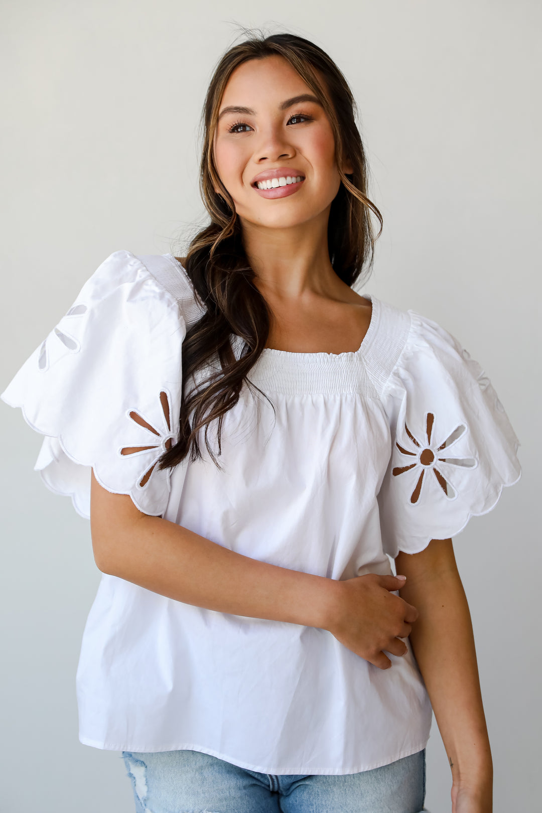 Blissful Afternoon Eyelet Blouse In White