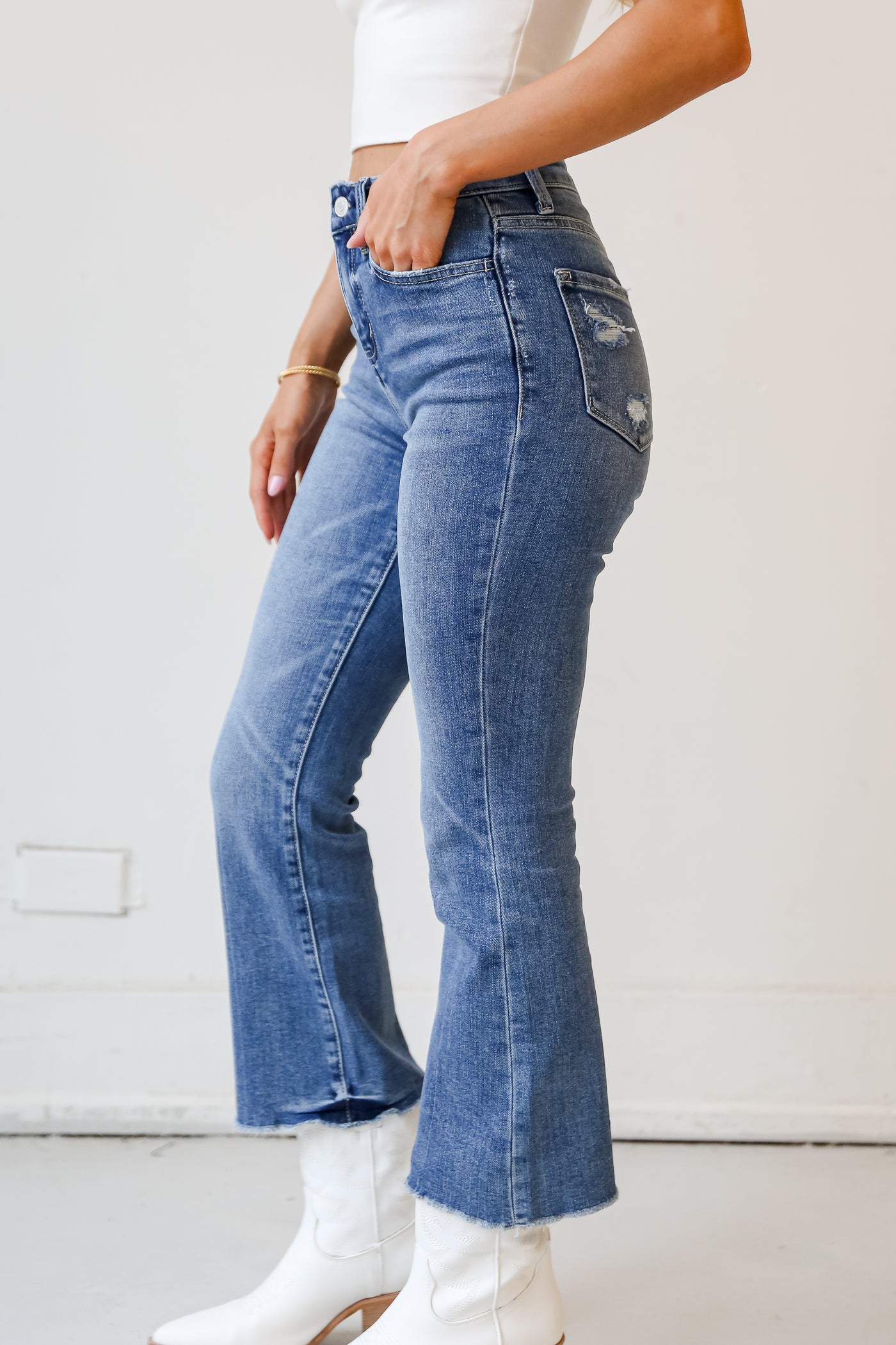 Medium Wash Flare Jeans side view