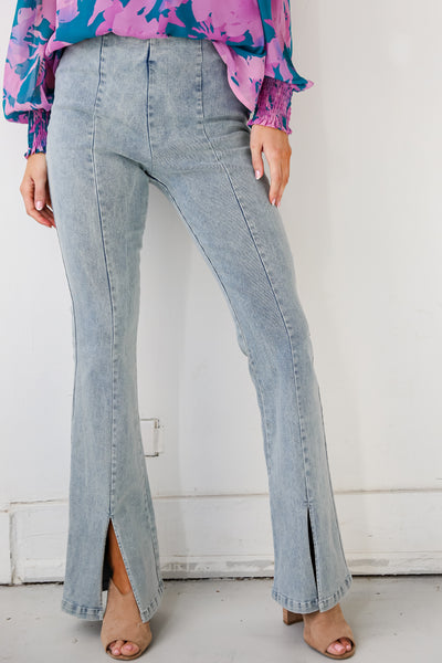 high waisted Light Wash Flare Jeans