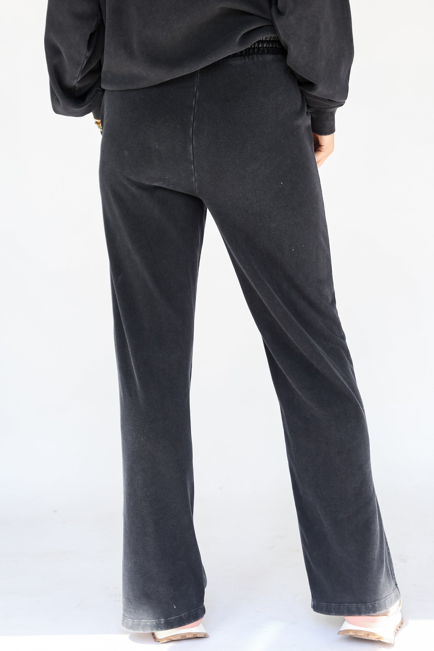 black Fleece Lounge Pants back view