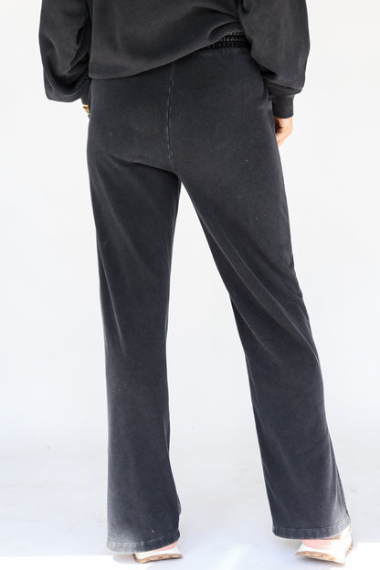 black Fleece Lounge Pants back view
