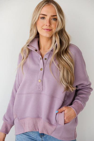 lavender Oversized Fleece Pullover for women
