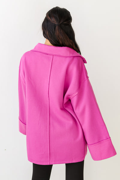 Purple Oversized Fleece Pullover back view