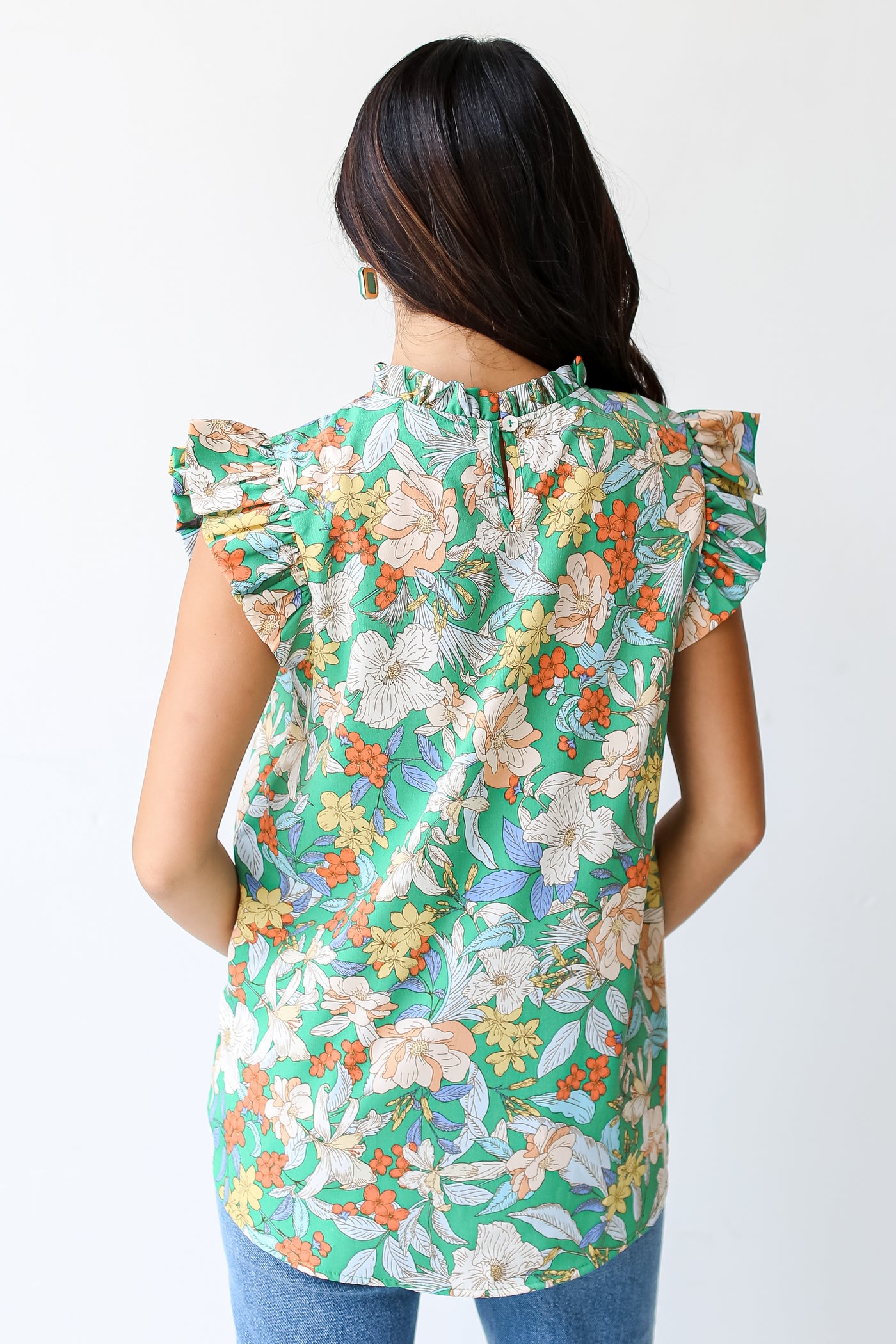 Floral Ruffle Blouse back view