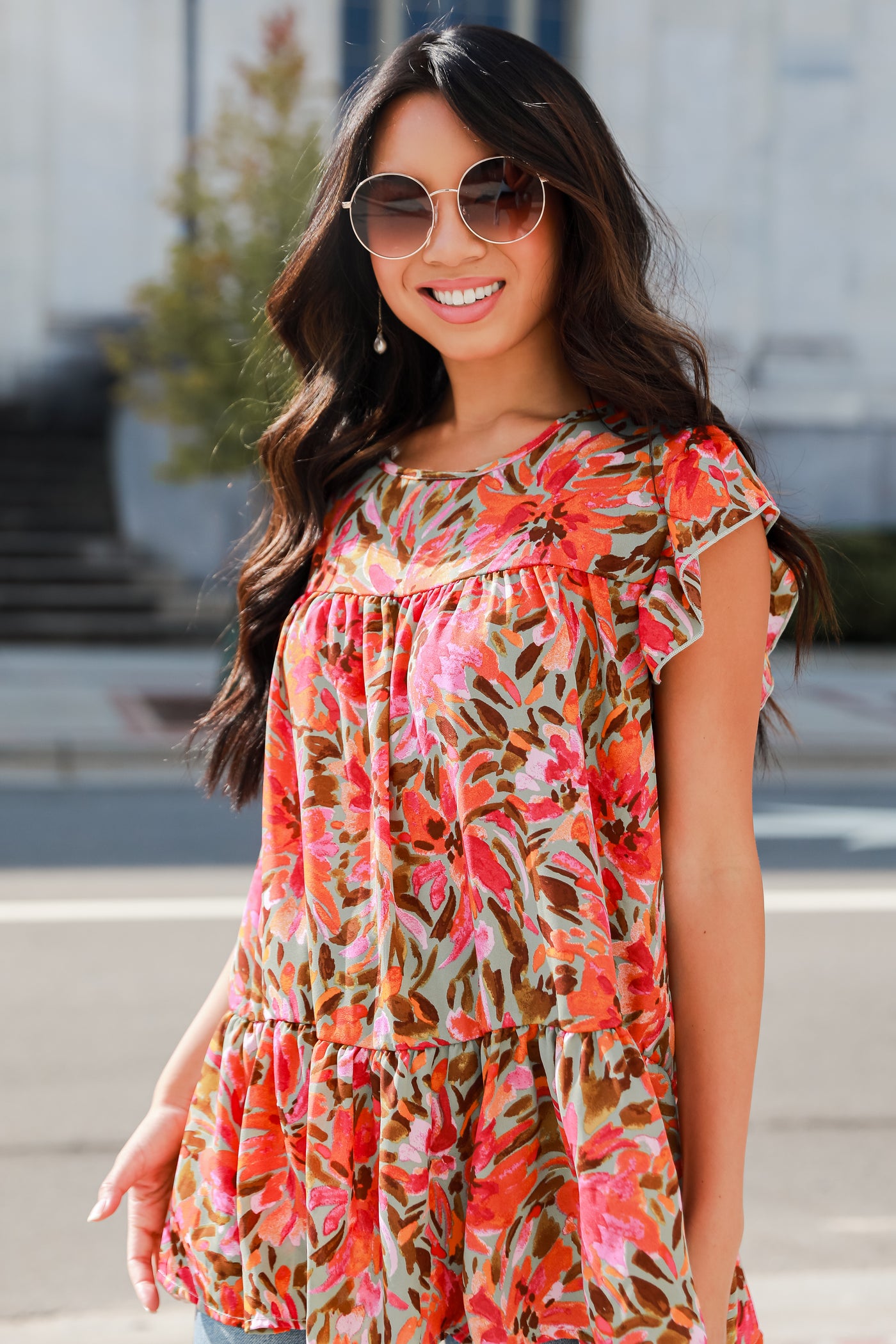 Tiered Floral Blouse