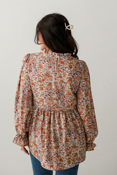Rust Floral Babydoll Blouse back view