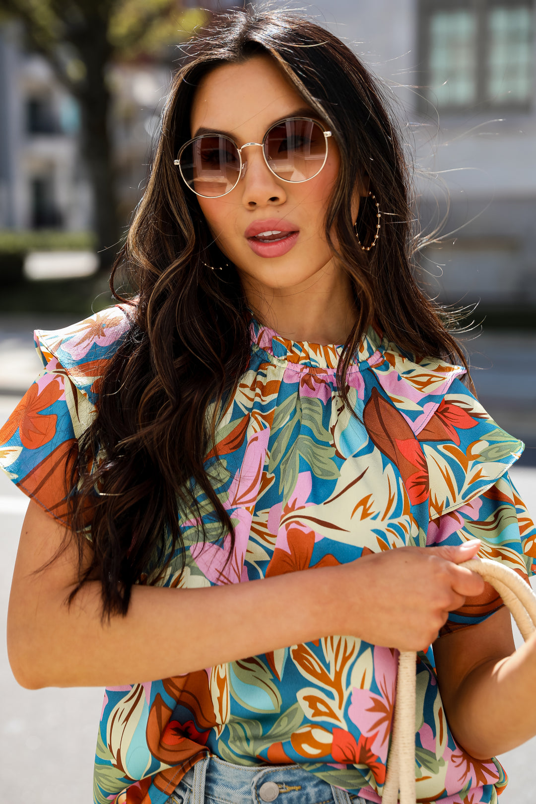 cute Teal Floral Blouse