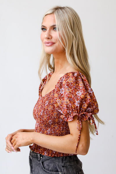 Smocked Floral Blouse side view