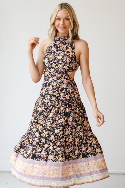 Floral Midi Dress on dress up model
