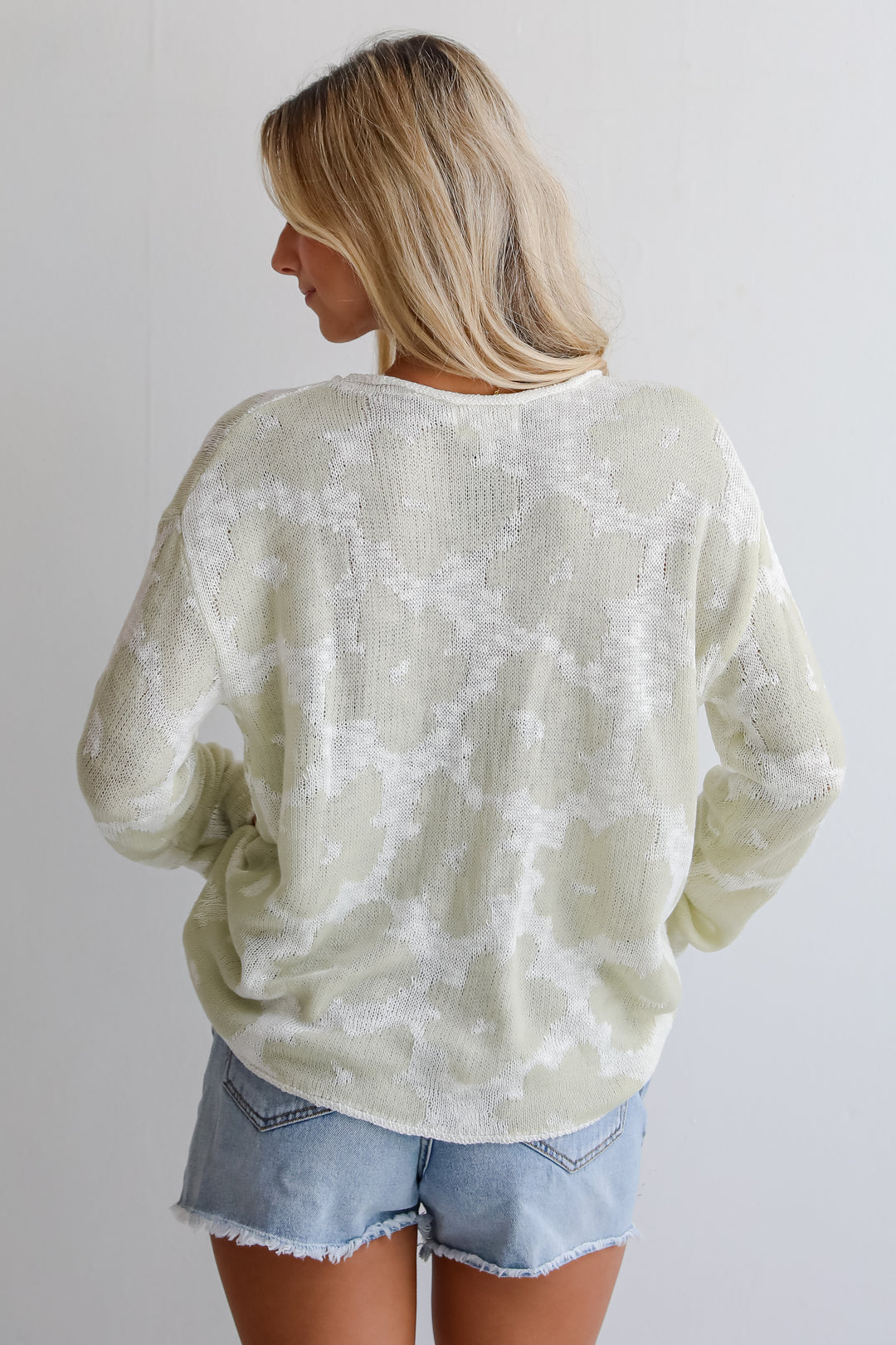 All The Hits Mint Floral Lightweight Knit Sweater