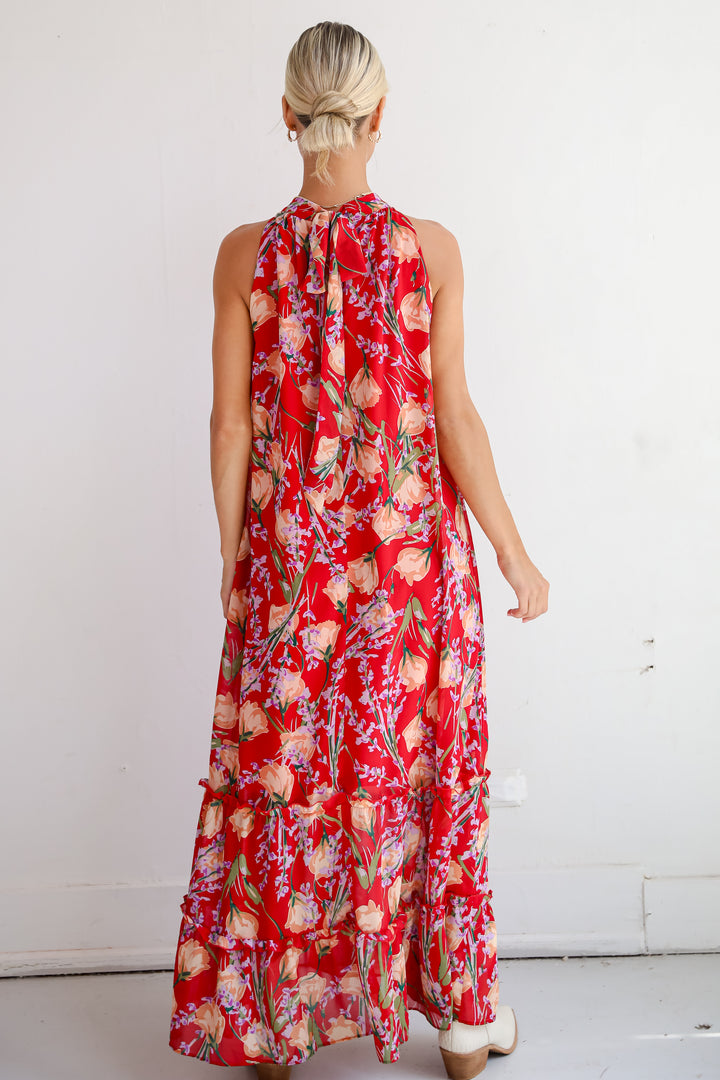 Happily Yours Red Floral Maxi Dress