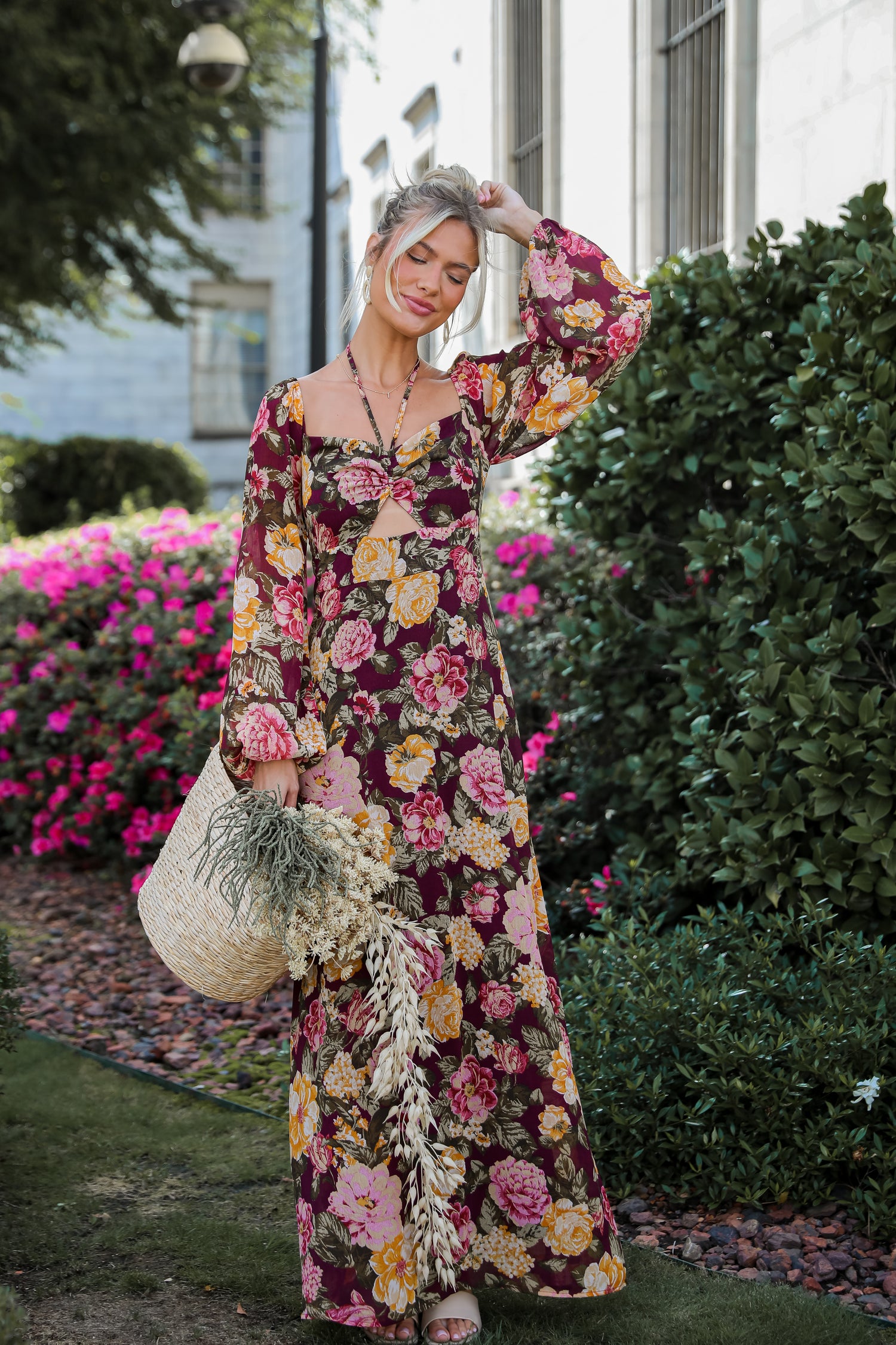 Breathtaking View Plum Floral Maxi Dress