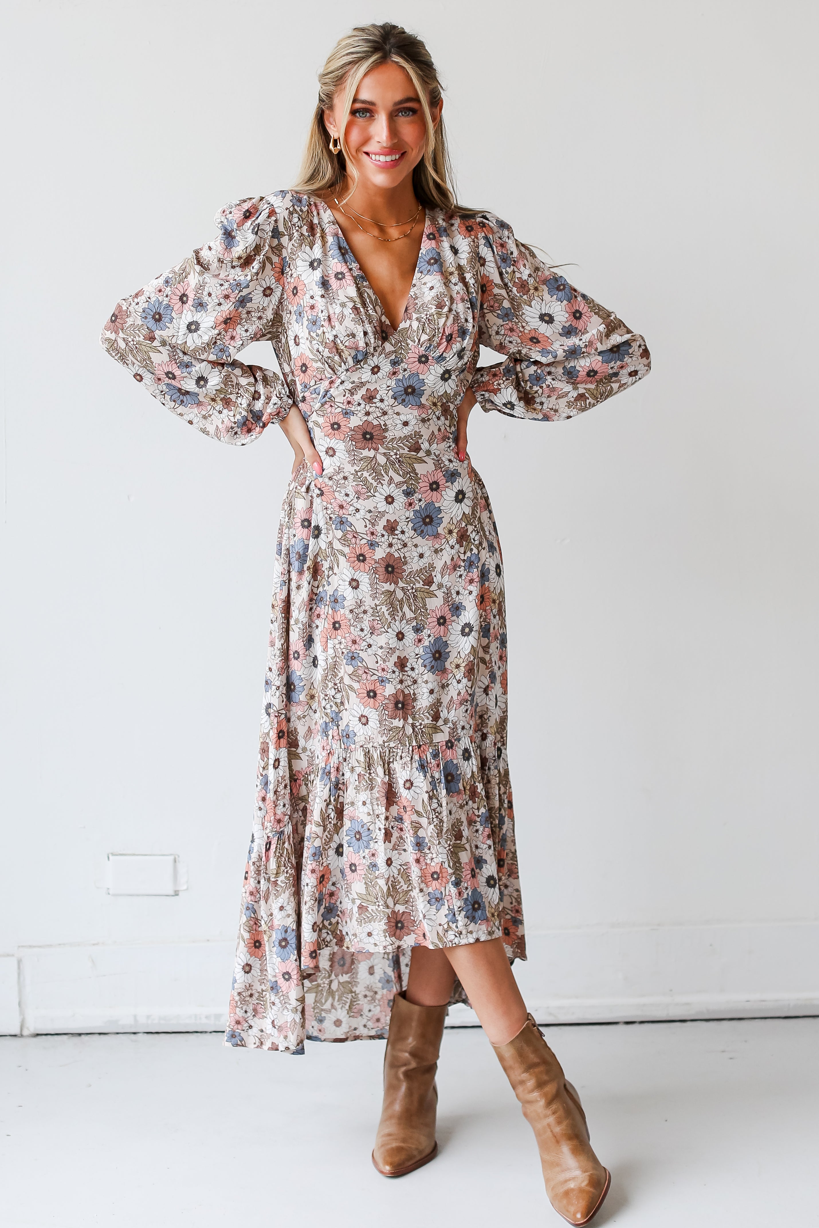 Floral Maxi Dress on dress up model